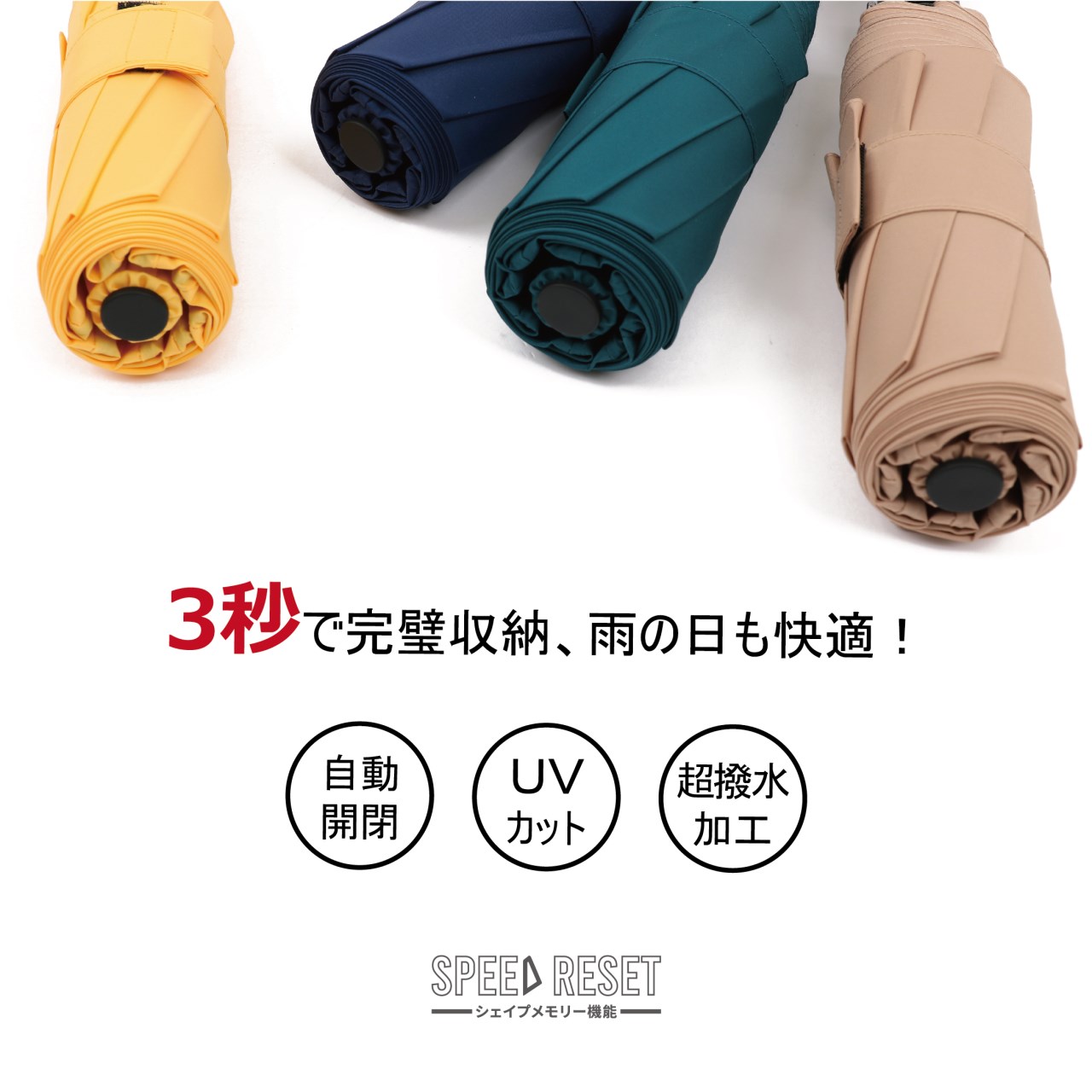 日本 Speed Reset 三秒記憶迅收自動機能傘 晴雨傘 自動開收傘