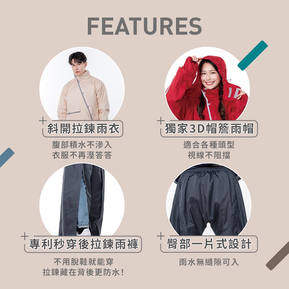 HOOMUA 水雨爭鋒 外送級防風套裝雨衣 兩件式雨衣 機車雨衣
